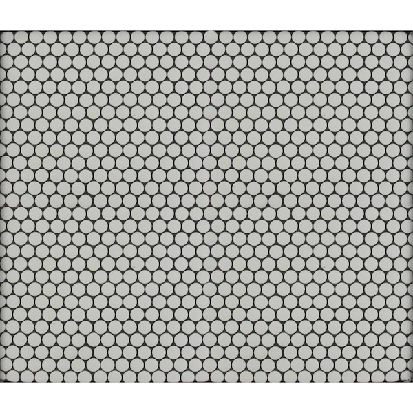 Msi Penny Round Bianco 11.38 In. X 12.32 In. X 6 Mm Matte Porcelain Mesh-Mounted Mosaic Tile, 15PK - ZOR-MD-0229