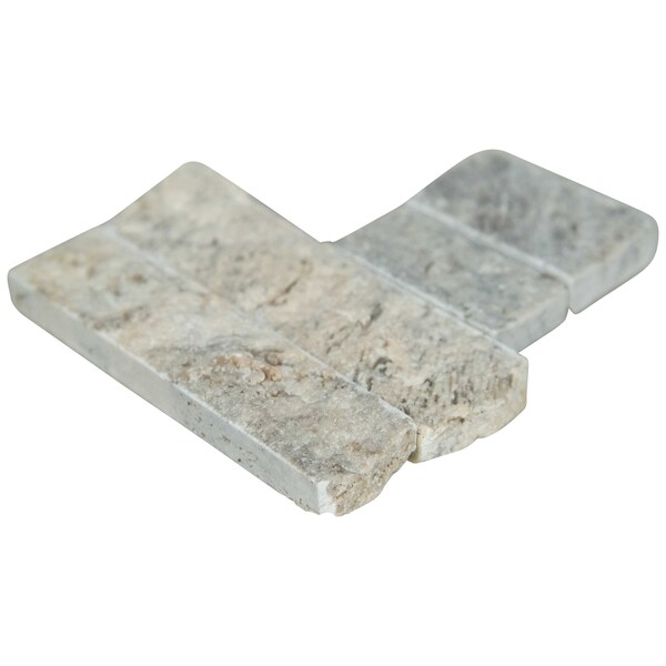 Msi Silver Mini Splitface Ledger Corner 4.5 In. X 9 In. Natural Travertine Wall Tile, 8PK - ZOR-PNL-0094