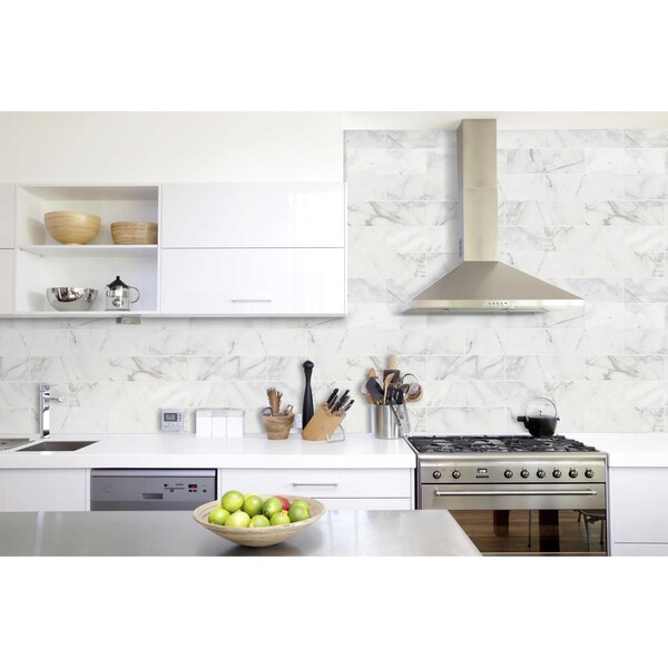 Msi Calacatta Cressa Honed 4 X 12 Marble Subway Tile In White, 15PK - ZOR-NS-0055