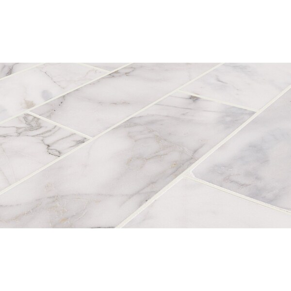 Msi Calacatta Cressa Honed 4 X 12 Marble Subway Tile In White, 15PK - ZOR-NS-0055