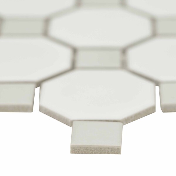 Msi White And Gray Matte SAMPLE Octagon Porcelain Mosaic Tile - ZOR-MD-0412-SAM