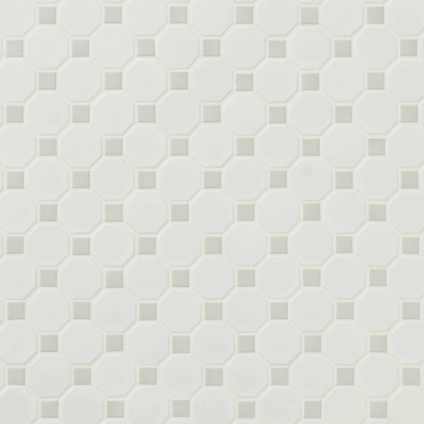 Msi White And Gray Matte SAMPLE Octagon Porcelain Mosaic Tile - ZOR-MD-0412-SAM