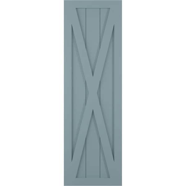 Ekena Millwork True Fit PVC Single X-Board Farmhouse Fixed Mount Shutters, Peaceful Blue, 12W x 45H, PR - TFP001FH12X045SB