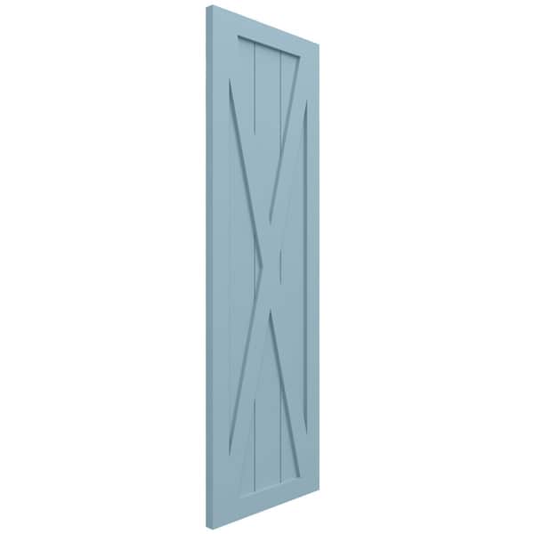 Ekena Millwork True Fit PVC Single X-Board Farmhouse Fixed Mount Shutters, Peaceful Blue, 12W x 45H, PR - TFP001FH12X045SB