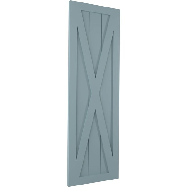 Ekena Millwork True Fit PVC Single X-Board Farmhouse Fixed Mount Shutters, Peaceful Blue, 12W x 45H, PR - TFP001FH12X045SB