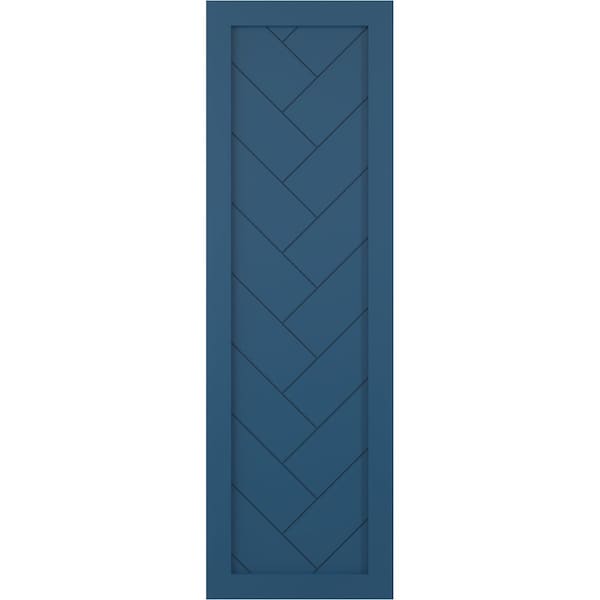Ekena Millwork True Fit PVC Single Panel Herringbone Modern Style Fixed Mount Shutters, Sojourn Blue, 15W x 59H, PR - TFP001HB15X059HB