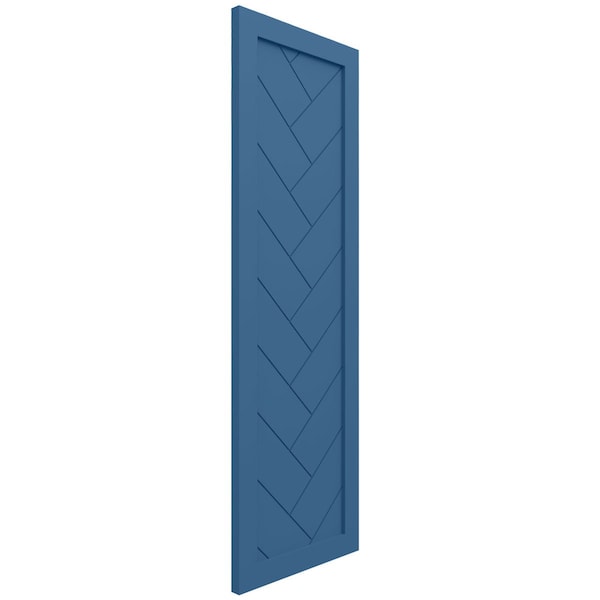 Ekena Millwork True Fit PVC Single Panel Herringbone Modern Style Fixed Mount Shutters, Sojourn Blue, 15W x 59H, PR - TFP001HB15X059HB