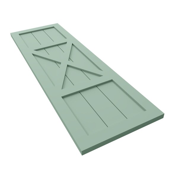 Ekena Millwork True Fit PVC Center X-Board Farmhouse Fixed Mount Shutters, Seaglass , 12W x 33H, PR - TFP107FH12X033SG