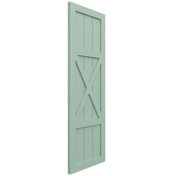Ekena Millwork True Fit PVC Center X-Board Farmhouse Fixed Mount Shutters, Seaglass , 12W x 33H, PR - TFP107FH12X033SG