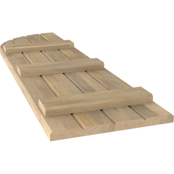 Ekena Millwork Americraft 4-Board (3 Batten) Wood Joined Board-n-Batten Shutters w/ Arch Top, ARW401BQ414X64UNH, PR - ARW401BQ414X64UNH