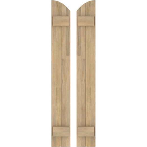 Ekena Millwork Americraft 2-Board (2 Batten) Wood Joined Board-n-Batten Shutters w/Ellipt Top, ARW101BE207X82UNH, PR - ARW101BE207X82UNH