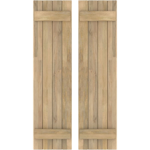 Ekena Millwork Americraft 4-Board (2 Batten) Exterior Real Wood Joined Board-n-Batten Shutters, ARW101BB414X40UNH, PR - ARW101BB414X40UNH
