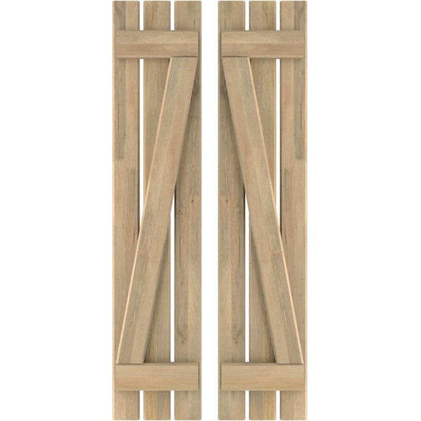 Ekena Millwork Americraft 3-Board (2 Batten) Wood Spaced Board-n-Batten Shutters w/ Z-Bar, ARW102SB311X55UNH, PR - ARW102SB311X55UNH