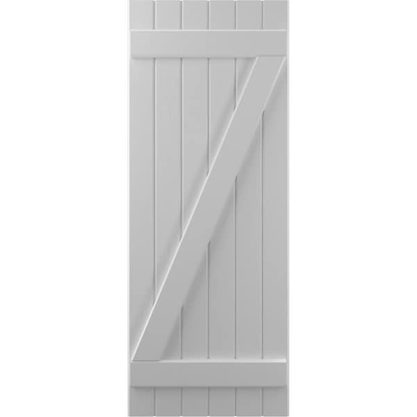 Ekena Millwork Americraft 6-Board (2 Batten) Wood Joined Board-n-Batten Shutters w/ Z-Bar, ARW102BB621X49PRH - ARW102BB621X49PRH
