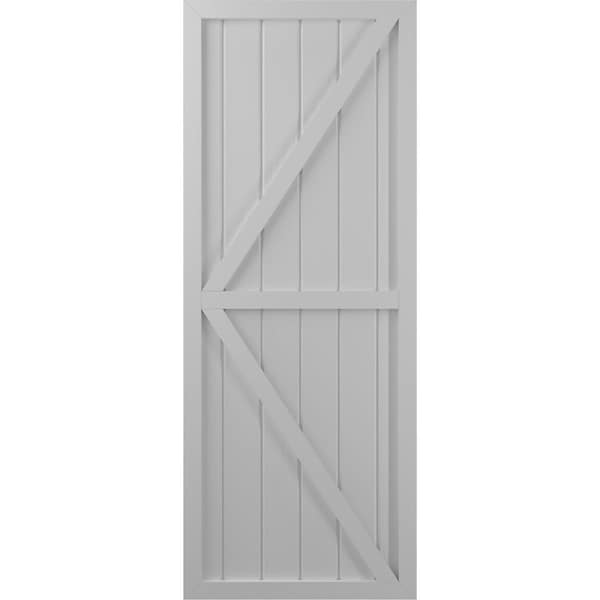 Ekena Millwork Americraft 6-Board Wood 2 Equal Panel Frmd Board-n-Batten Shutters w/ Dubl Z-Bar, ARW102BF621X33PRH - ARW102BF621X33PRH