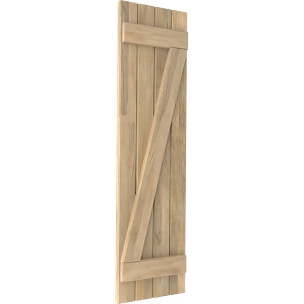 Ekena Millwork Americraft 4-Board (2 Batten) Wood Joined Board-n-Batten Shutters w/ Z-Bar, ARW102BB414X35UNH, PR - ARW102BB414X35UNH