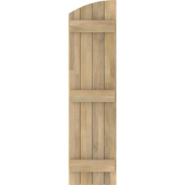 Ekena Millwork Americraft 4-Board (3 Batten) Wood Joined Board-n-Batten Shutters w/Ellipt Top, ARW401BE414X80UNH, PR - ARW401BE414X80UNH