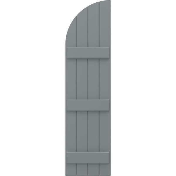 Ekena Millwork Americraft 4-Board (3 Batten) Wood Joined Board-n-Batten Shutters w/ Arch Top, ARW401BQ414X71CHH, PR - ARW401BQ414X71CHH