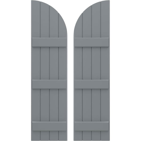 Ekena Millwork Americraft 4-Board (3 Batten) Wood Joined Board-n-Batten Shutters w/ Arch Top, ARW401BQ414X71CHH, PR - ARW401BQ414X71CHH