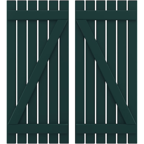 Ekena Millwork Americraft 6-Board (2 Batten) Wood Spaced Board-n-Batten Shutters w/ Z-Bar, ARW102SB623X70FGH, PR - ARW102SB623X70FGH