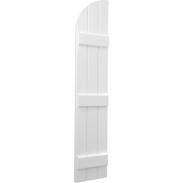 Ekena Millwork Americraft 3-Board (3 Batten) Wood Joined Board-n-Batten Shutters w/ Arch Top, ARW401BQ311X31WHH, PR - ARW401BQ311X31WHH