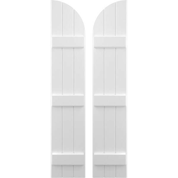 Ekena Millwork Americraft 3-Board (3 Batten) Wood Joined Board-n-Batten Shutters w/ Arch Top, ARW401BQ311X31WHH, PR - ARW401BQ311X31WHH