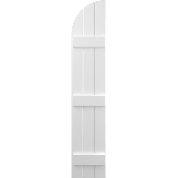 Ekena Millwork Americraft 3-Board (3 Batten) Wood Joined Board-n-Batten Shutters w/ Arch Top, ARW401BQ311X31WHH, PR - ARW401BQ311X31WHH