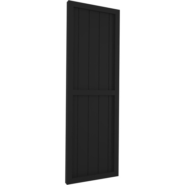 Ekena Millwork Americraft 5-Board Exterior Wood 2 Equal Panel Framed Board-n-Batten Shutters, ARW101BF518X34BLH, PR - ARW101BF518X34BLH