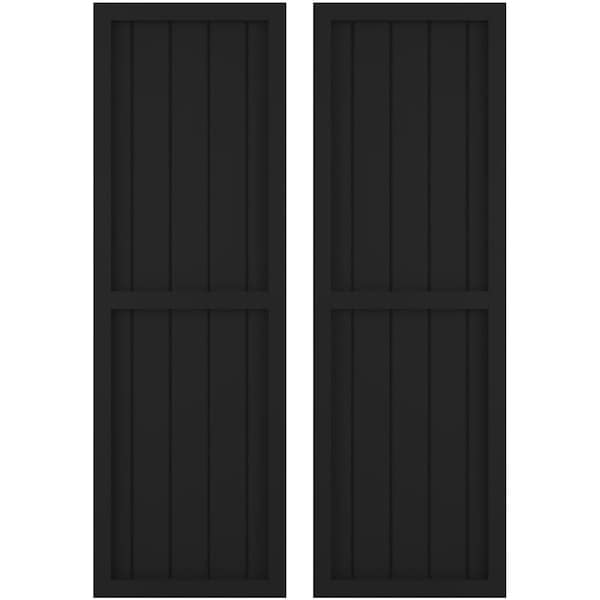 Ekena Millwork Americraft 5-Board Exterior Wood 2 Equal Panel Framed Board-n-Batten Shutters, ARW101BF518X34BLH, PR - ARW101BF518X34BLH