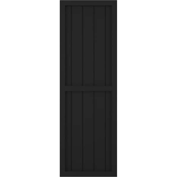 Ekena Millwork Americraft 5-Board Exterior Wood 2 Equal Panel Framed Board-n-Batten Shutters, ARW101BF518X34BLH, PR - ARW101BF518X34BLH