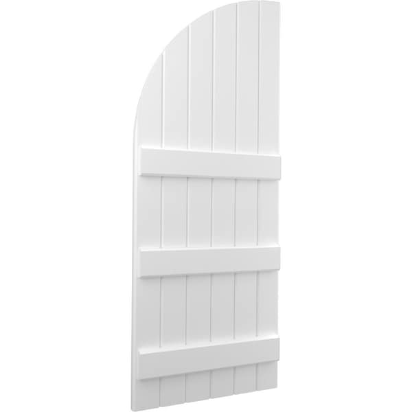 Ekena Millwork Americraft 6-Board (3 Batten) Wood Joined Board-n-Batten Shutters w/ Arch Top, ARW401BQ621X71WHH, PR - ARW401BQ621X71WHH