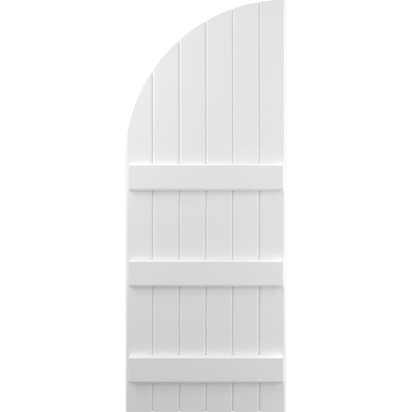 Ekena Millwork Americraft 6-Board (3 Batten) Wood Joined Board-n-Batten Shutters w/ Arch Top, ARW401BQ621X71WHH, PR - ARW401BQ621X71WHH