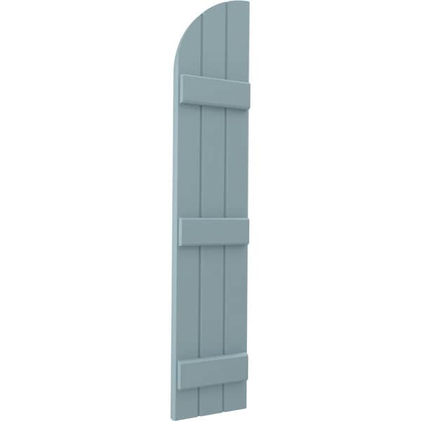 Ekena Millwork Americraft 3-Board (3 Batten) Wood Joined Board-n-Batten Shutters w/ Arch Top, ARW401BQ311X41SBH, PR - ARW401BQ311X41SBH
