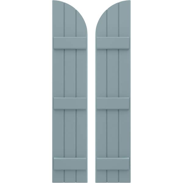 Ekena Millwork Americraft 3-Board (3 Batten) Wood Joined Board-n-Batten Shutters w/ Arch Top, ARW401BQ311X41SBH, PR - ARW401BQ311X41SBH