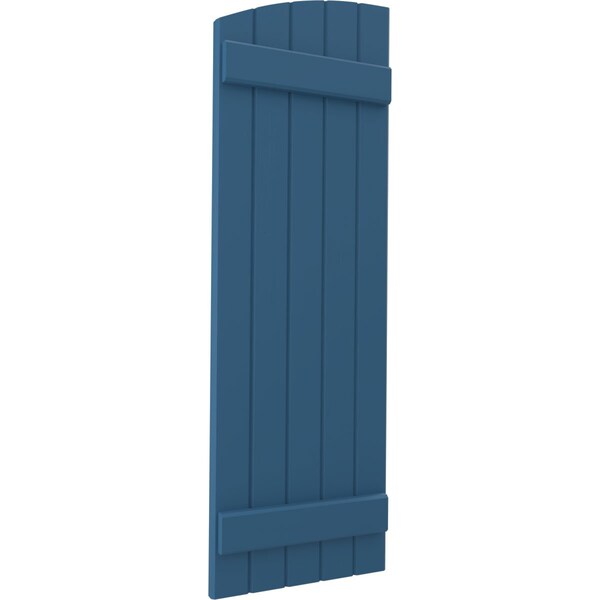 Ekena Millwork Americraft 5-Board (2 Batten) Wood Joined Board-n-Batten Shutters w/Ellipt Top, ARW101BE518X50HBH, PR - ARW101BE518X50HBH