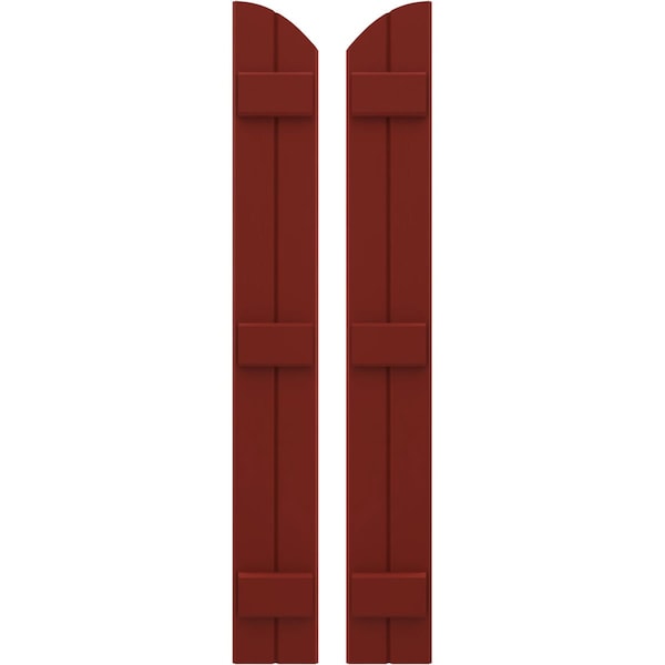 Ekena Millwork Americraft 2-Board (3 Batten) Wood Joined Board-n-Batten Shutters w/Ellipt Top, ARW401BE207X62MRH, PR - ARW401BE207X62MRH