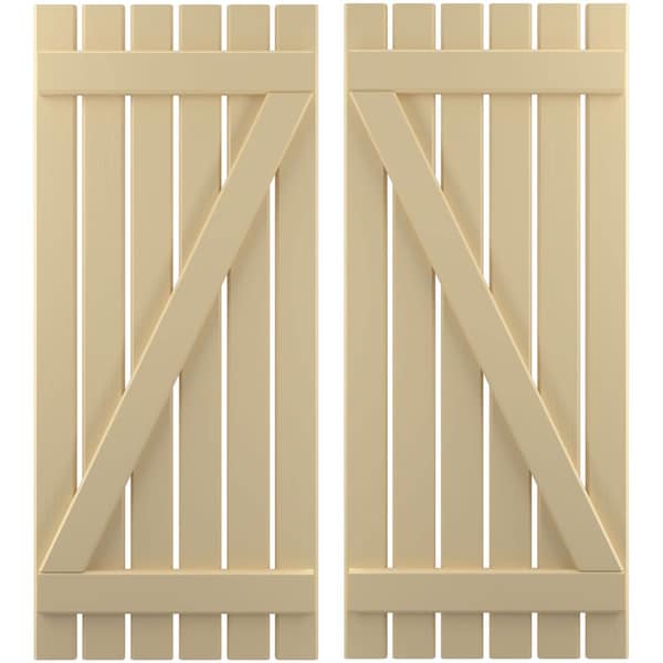 Ekena Millwork Americraft 6-Board (2 Batten) Wood Spaced Board-n-Batten Shutters w/ Z-Bar, ARW102SB623X68NTH, PR - ARW102SB623X68NTH