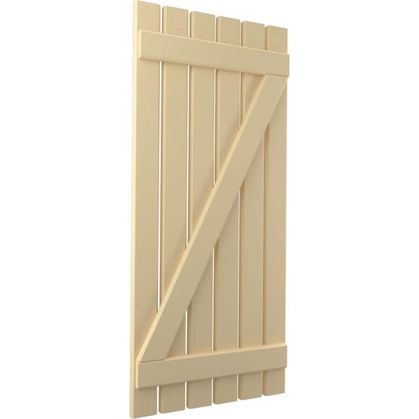 Ekena Millwork Americraft 6-Board (2 Batten) Wood Spaced Board-n-Batten Shutters w/ Z-Bar, ARW102SB623X68NTH, PR - ARW102SB623X68NTH