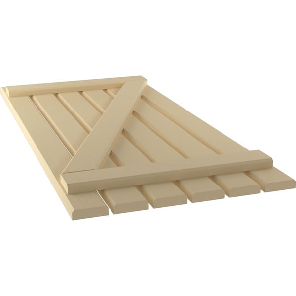 Ekena Millwork Americraft 6-Board (2 Batten) Wood Spaced Board-n-Batten Shutters w/ Z-Bar, ARW102SB623X68NTH, PR - ARW102SB623X68NTH