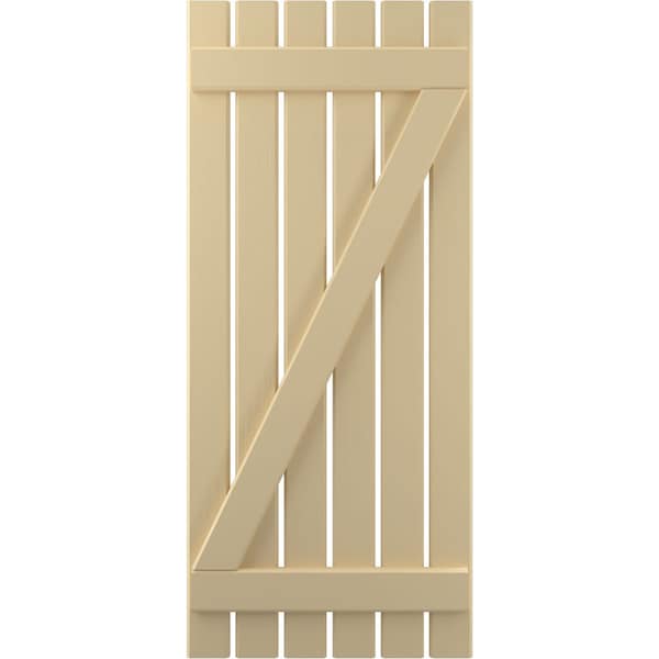 Ekena Millwork Americraft 6-Board (2 Batten) Wood Spaced Board-n-Batten Shutters w/ Z-Bar, ARW102SB623X68NTH, PR - ARW102SB623X68NTH