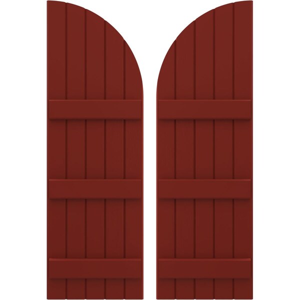 Ekena Millwork Americraft 5-Board (3 Batten) Wood Joined Board-n-Batten Shutters w/ Arch Top, ARW401BQ518X56MRH, PR - ARW401BQ518X56MRH