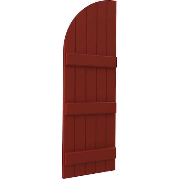 Ekena Millwork Americraft 5-Board (3 Batten) Wood Joined Board-n-Batten Shutters w/ Arch Top, ARW401BQ518X56MRH, PR - ARW401BQ518X56MRH