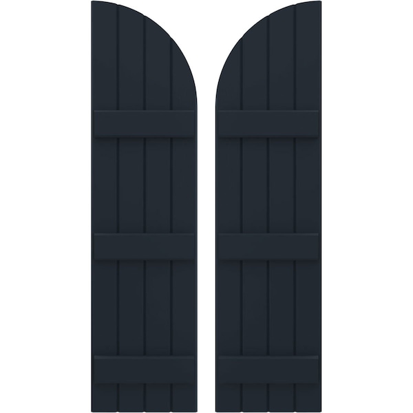 Ekena Millwork Americraft 4-Board (3 Batten) Wood Joined Board-n-Batten Shutters w/ Arch Top, ARW401BQ414X62OBH, PR - ARW401BQ414X62OBH