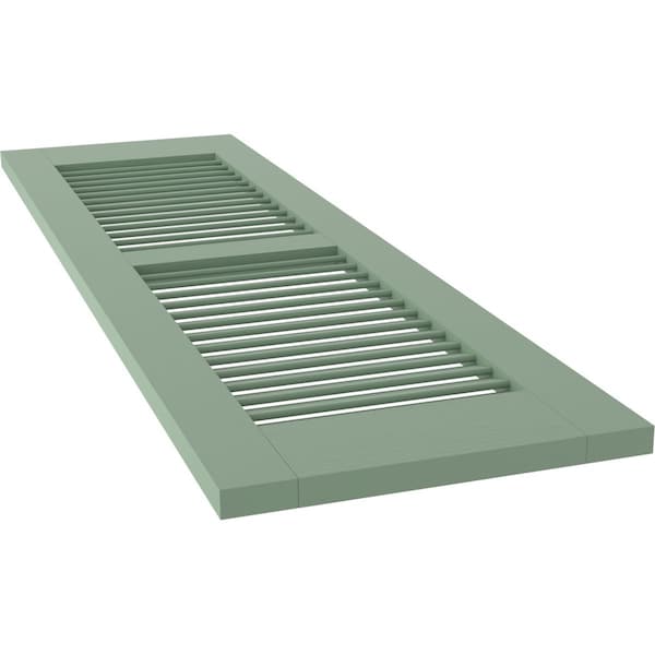 Ekena Millwork 12W x 51H Americraft Two Equal Louver Exterior Real Wood Shutters, Track Green, PR - RW101LV12X51TGH