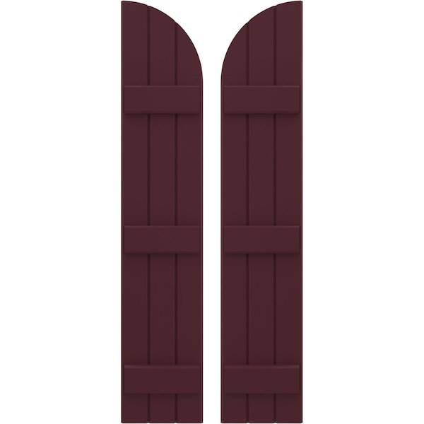 Ekena Millwork Americraft 3-Board (3 Batten) Wood Joined Board-n-Batten Shutters w/ Arch Top, ARW401BQ311X36WRH, PR - ARW401BQ311X36WRH