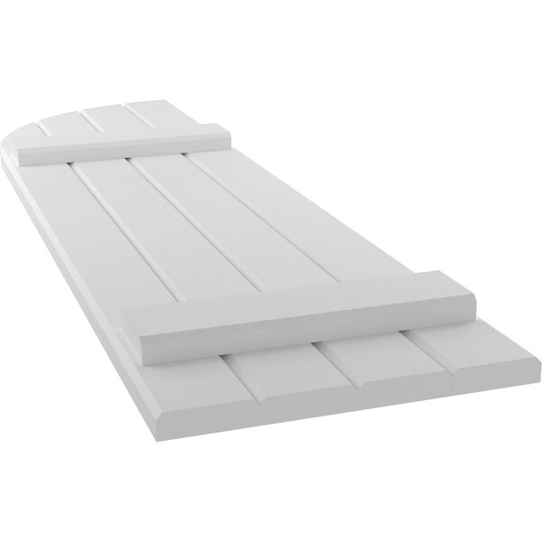 Ekena Millwork Americraft 4-Board (2 Batten) Wood Joined Board-n-Batten Shutters w/ Arch Top, ARW101BQ414X80WHH, PR - ARW101BQ414X80WHH