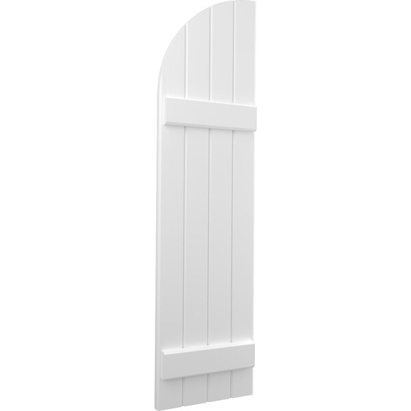 Ekena Millwork Americraft 4-Board (2 Batten) Wood Joined Board-n-Batten Shutters w/ Arch Top, ARW101BQ414X80WHH, PR - ARW101BQ414X80WHH