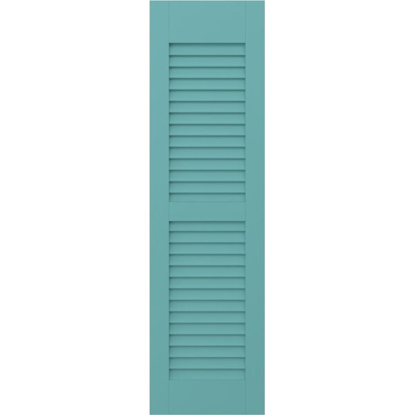 Ekena Millwork 15W x 58H Americraft Two Equal Louver Exterior Real Wood Shutters, Pure Turquoise, PR - RW101LV15X58PTH