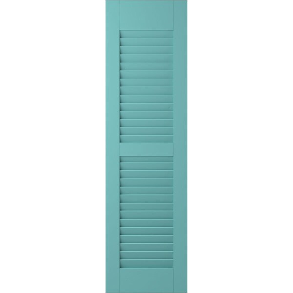 Ekena Millwork 15W x 58H Americraft Two Equal Louver Exterior Real Wood Shutters, Pure Turquoise, PR - RW101LV15X58PTH