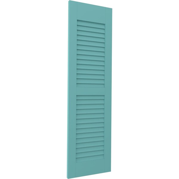 Ekena Millwork 15W x 58H Americraft Two Equal Louver Exterior Real Wood Shutters, Pure Turquoise, PR - RW101LV15X58PTH